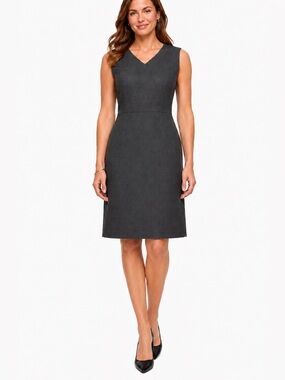 NWT Talbots Luxe Italian Flannel Sheath Dress Gray Wool Size 8
